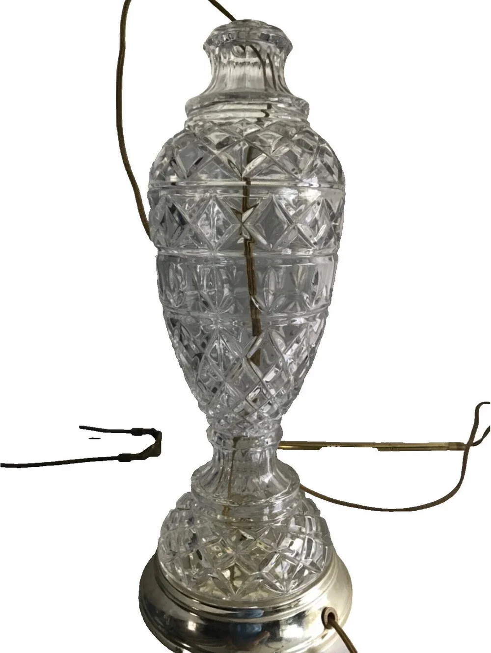 Vintage 3 piece Crystal Lamp Hand Cut Tiffany Style Create your own Base